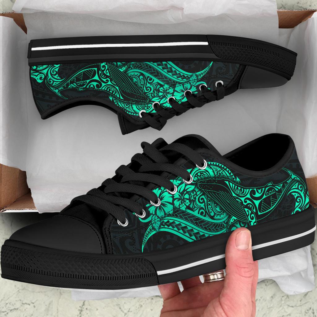Polynesian Hawaii Low Top Shoes - Polynesian Turquoise Humpback Whale - Polynesian Pride