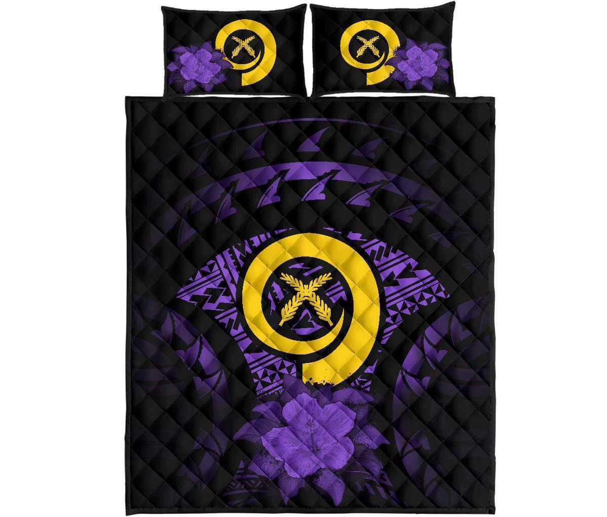 Vanuatu Polynesian Quilt Bed Set Hibiscus Purple - Polynesian Pride