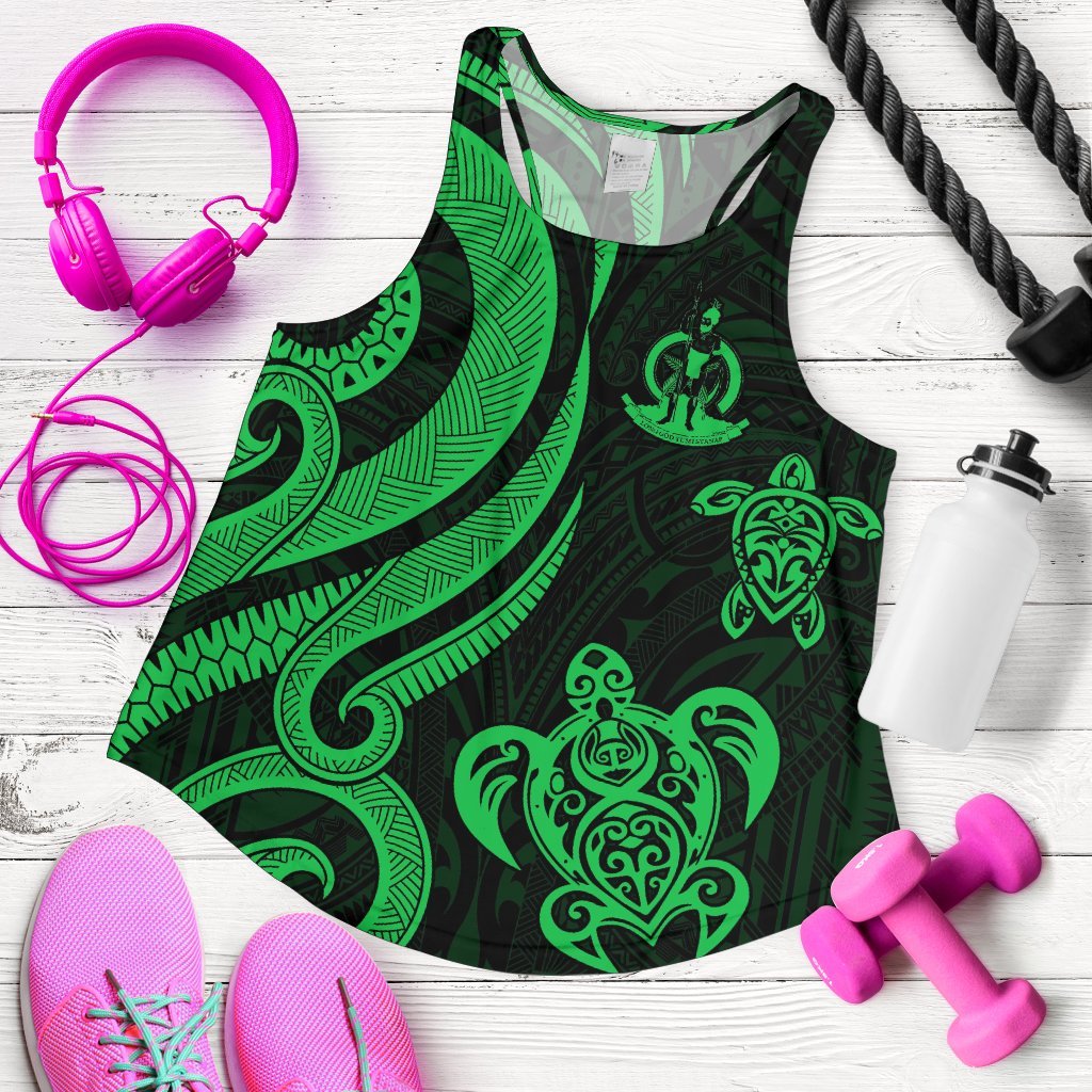 Vanuatu Women's Racerback Tank - Green Tentacle Turtle Green - Polynesian Pride