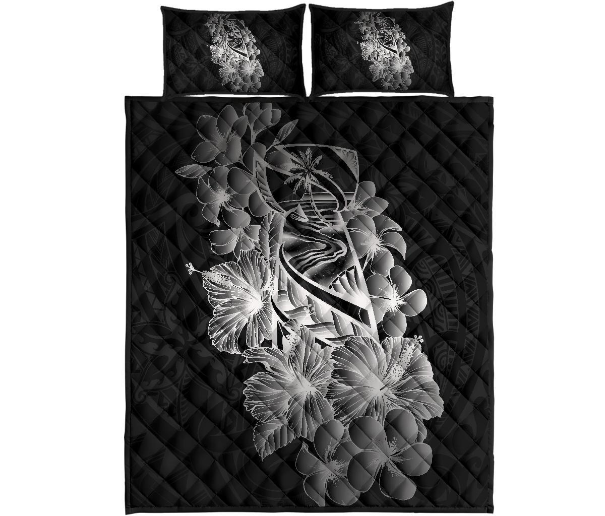 Guam Polynesian Quilt Bed Set - White Latte Stone - Polynesian Pride