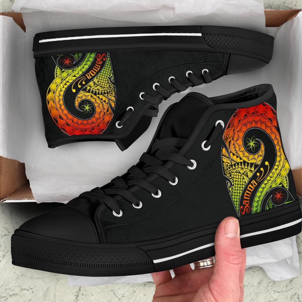 Samoa High Top Shoes - Samoa Polynesian Decorative Patterns Unisex Black - Polynesian Pride