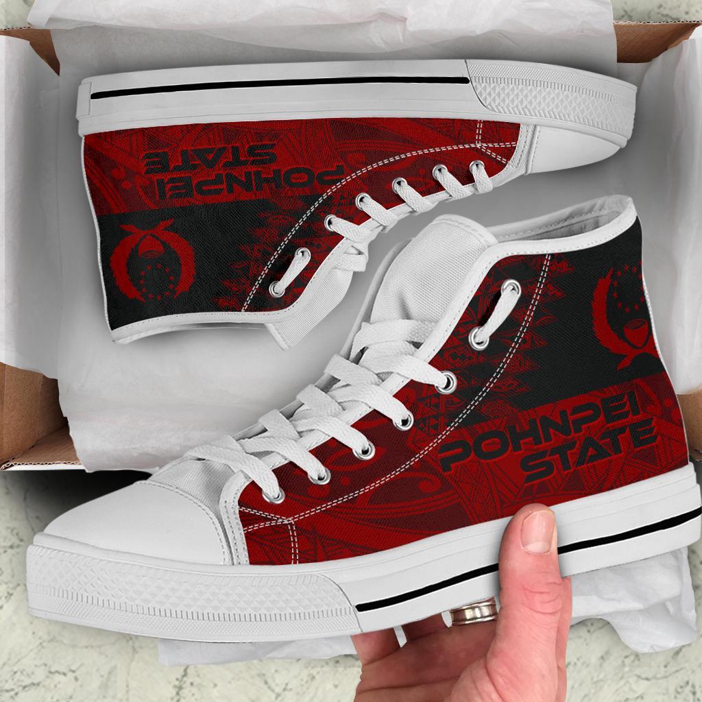 Pohnpei State High Top Shoes - Red Color Symmetry Style - Polynesian Pride