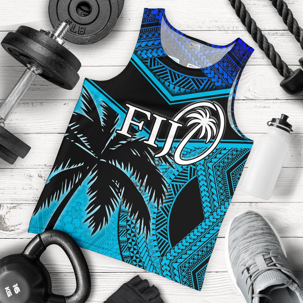 Fiji Rugby Polynesian Men's Tank Top Blue - Polynesian Pride