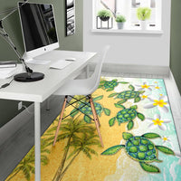 Hawaii Turtle Sea Hibiscus Coconut Tree Rug - Polynesian Pride