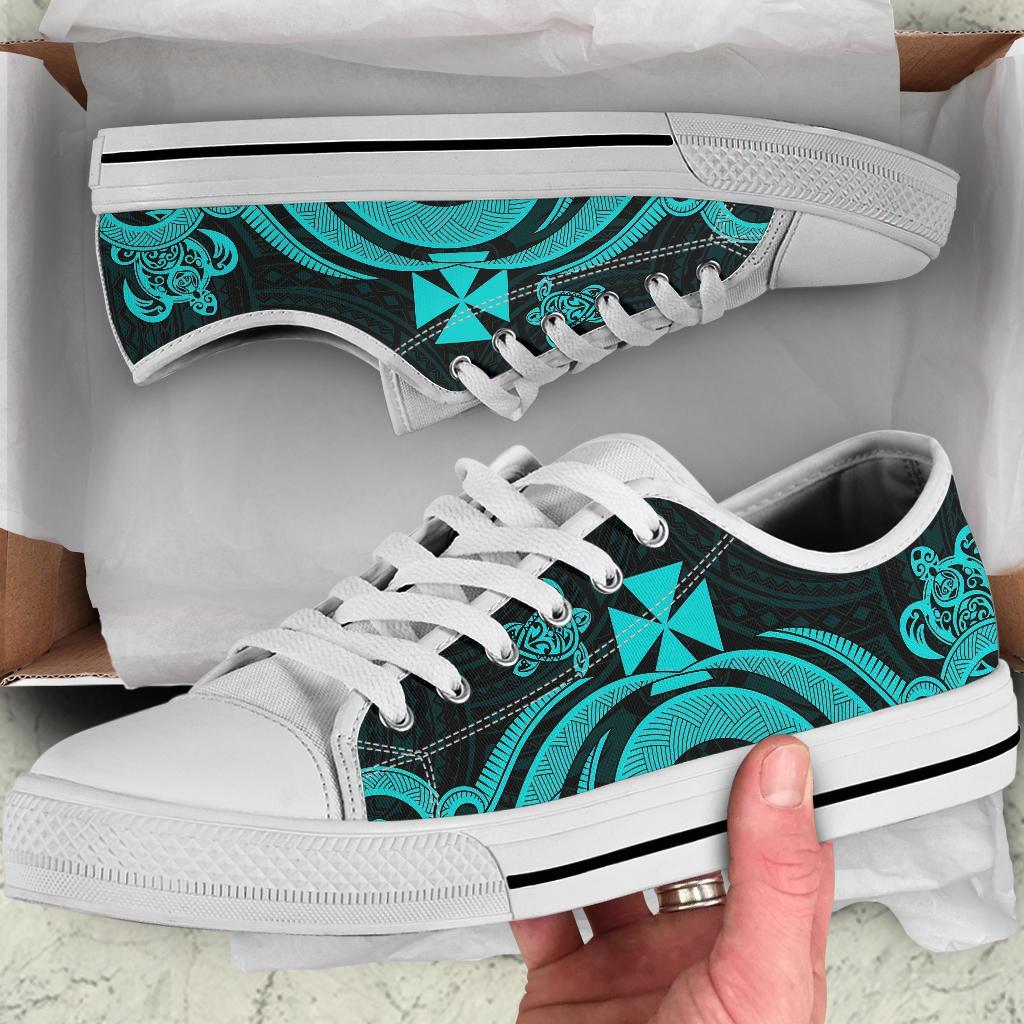 Wallis and Futuna Low Top Canvas Shoes - Turquoise Tentacle Turtle - Polynesian Pride