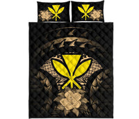 Kanaka Maoli (Hawaii) Polynesian Quilt Bed Set Hibiscus Gold - Polynesian Pride