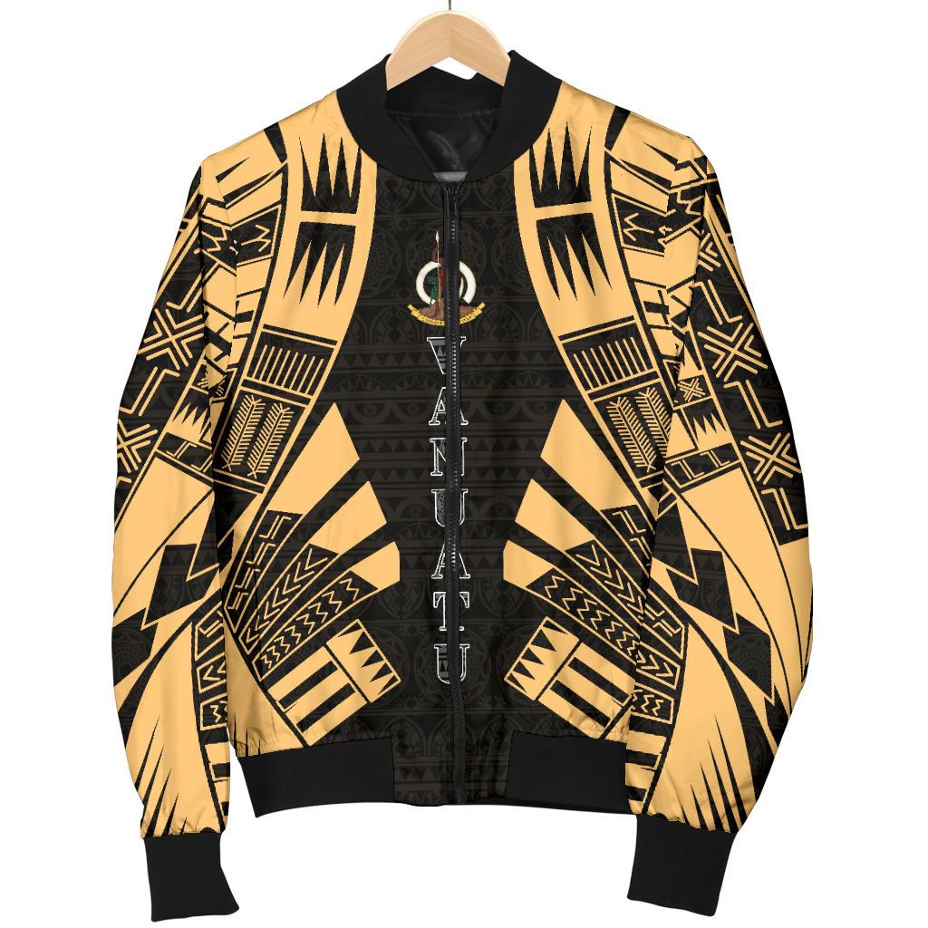 Vanuatu Men Bomber Jackets - Polynesian Tattoo Gold - Polynesian Pride