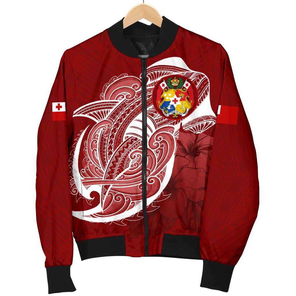 Tonga Women'S Bomber Jacket Shark Coat Of Arms - Polynesian Pride