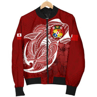 Tonga Women'S Bomber Jacket Shark Coat Of Arms - Polynesian Pride