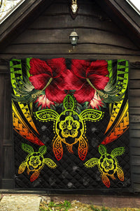 Hawaii Turtle Tropical Polynesian Premium Quilt - Iris Style - AH - Polynesian Pride