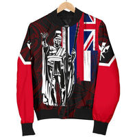 Hawaii King Flag Polynesian Women's Bomber Jacket - Red - Polynesian Pride