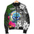 Federated States of Micronesia Men Bomber Jacket - Turtle Plumeria Banana Leaf - Polynesian Pride