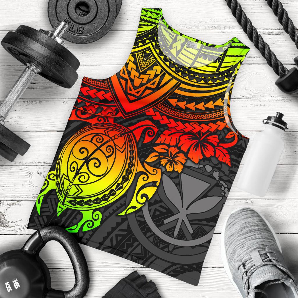 Polynesian Hawaii Men's Tank Top - Reggae Turtle RED - Polynesian Pride