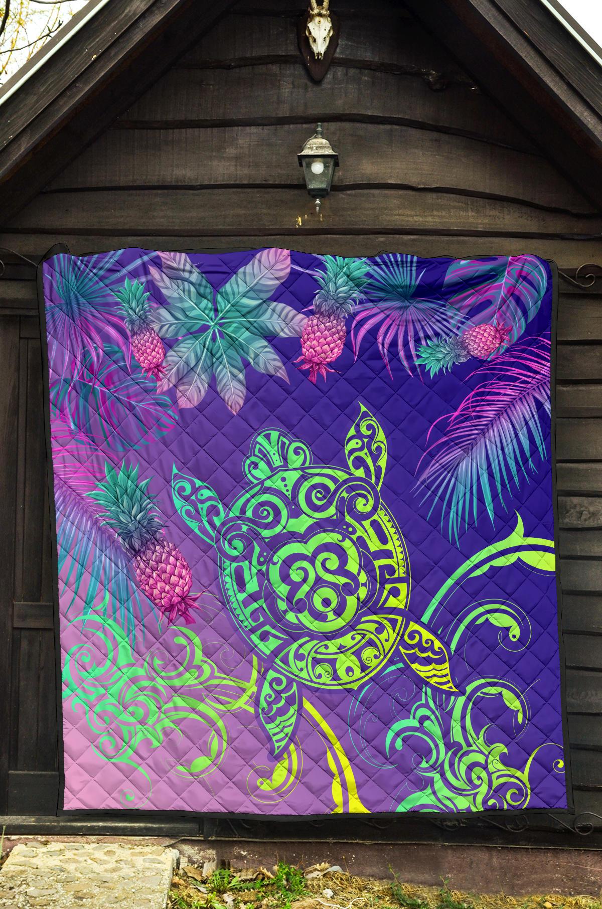 Hawaii Turtle Tropical Kanaka Maoli Premium Quilt - Yez Style - Polynesian Pride