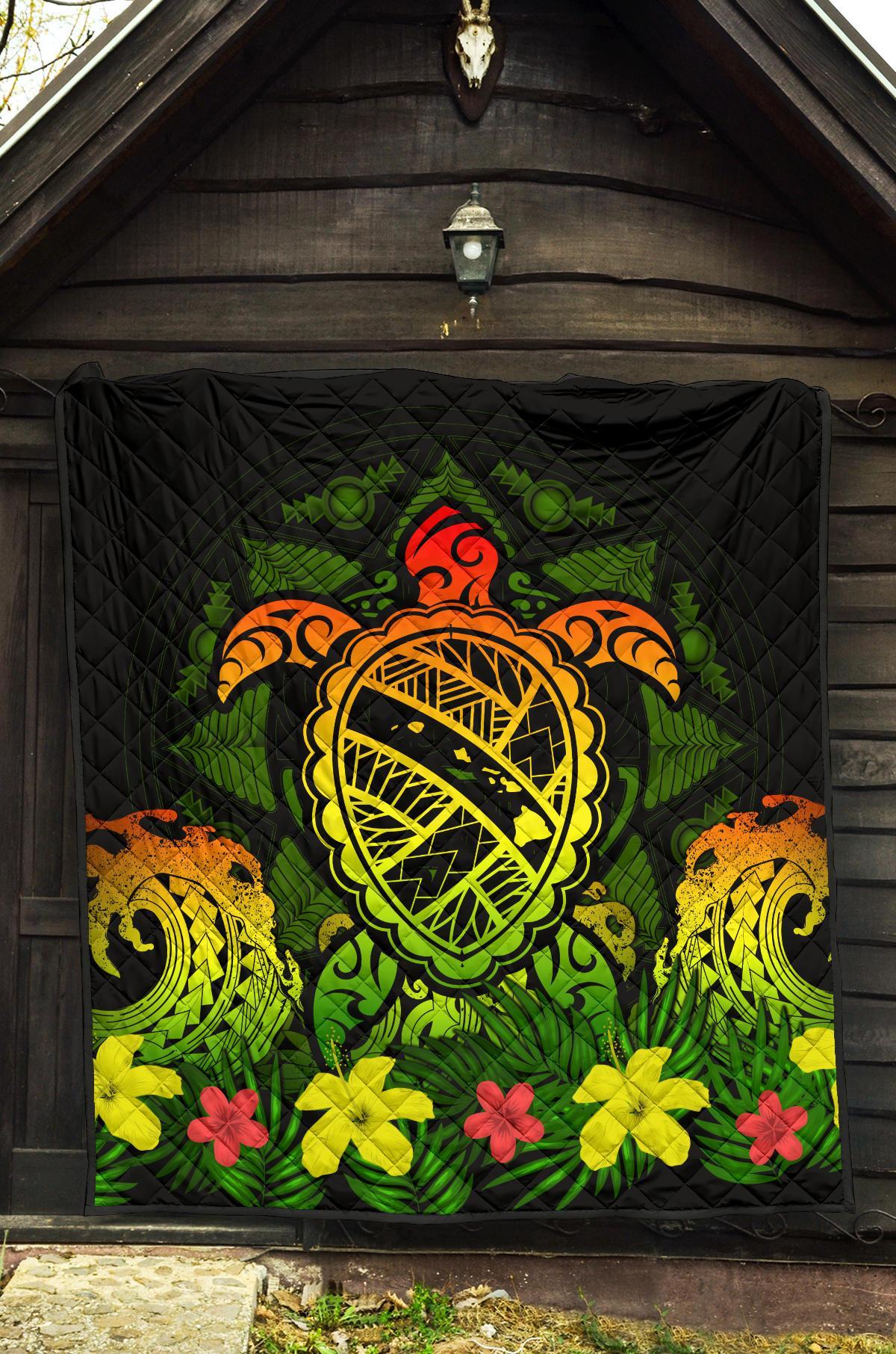 Hawaii Turtle Polynesian Reggae Premium Quilt - Kuly Style - Polynesian Pride