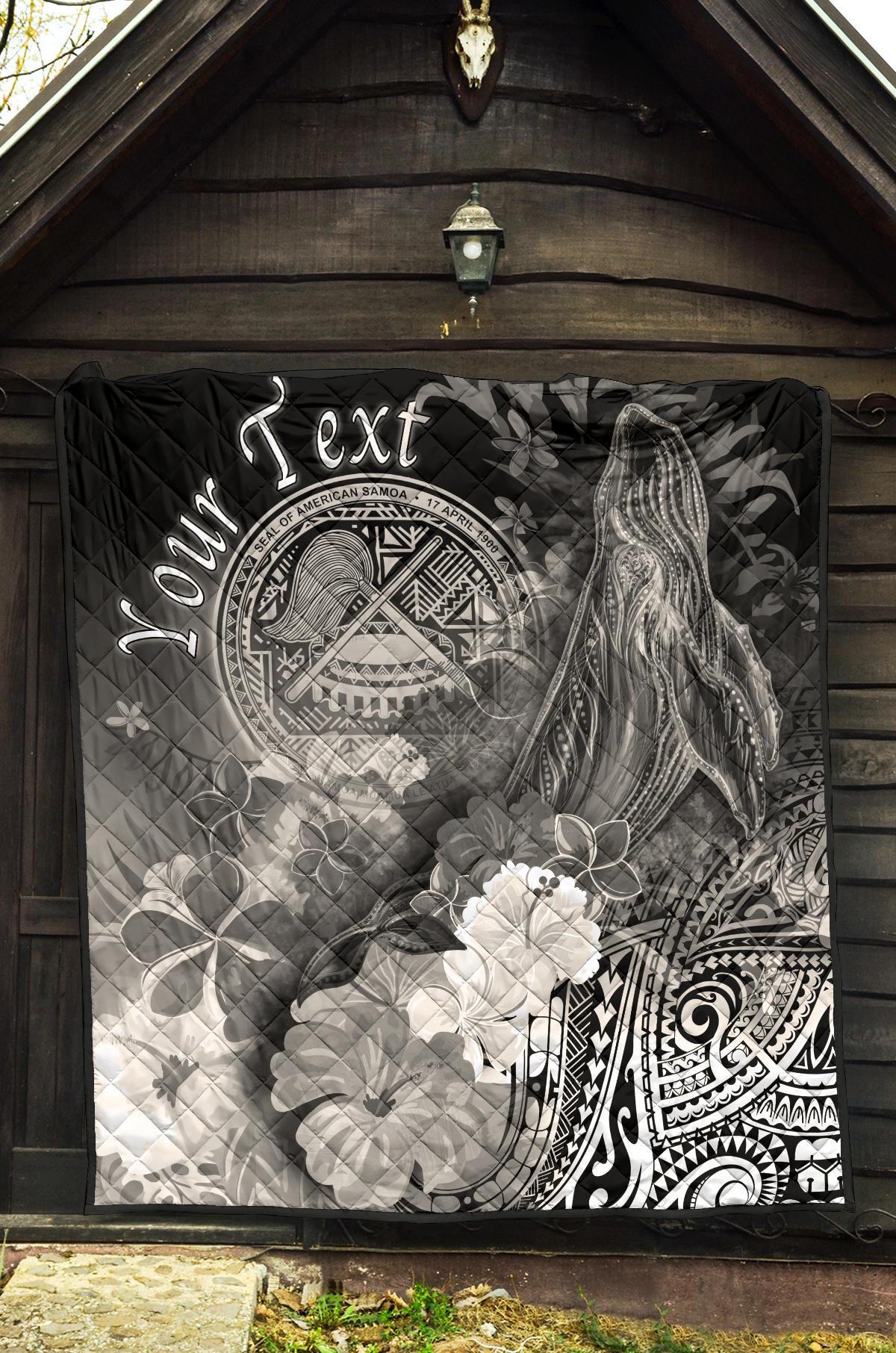 Polynesian Hawaii Custom Personalised Premium Quilt - Humpback Whale with Tropical Flowers (White) - Polynesian Pride