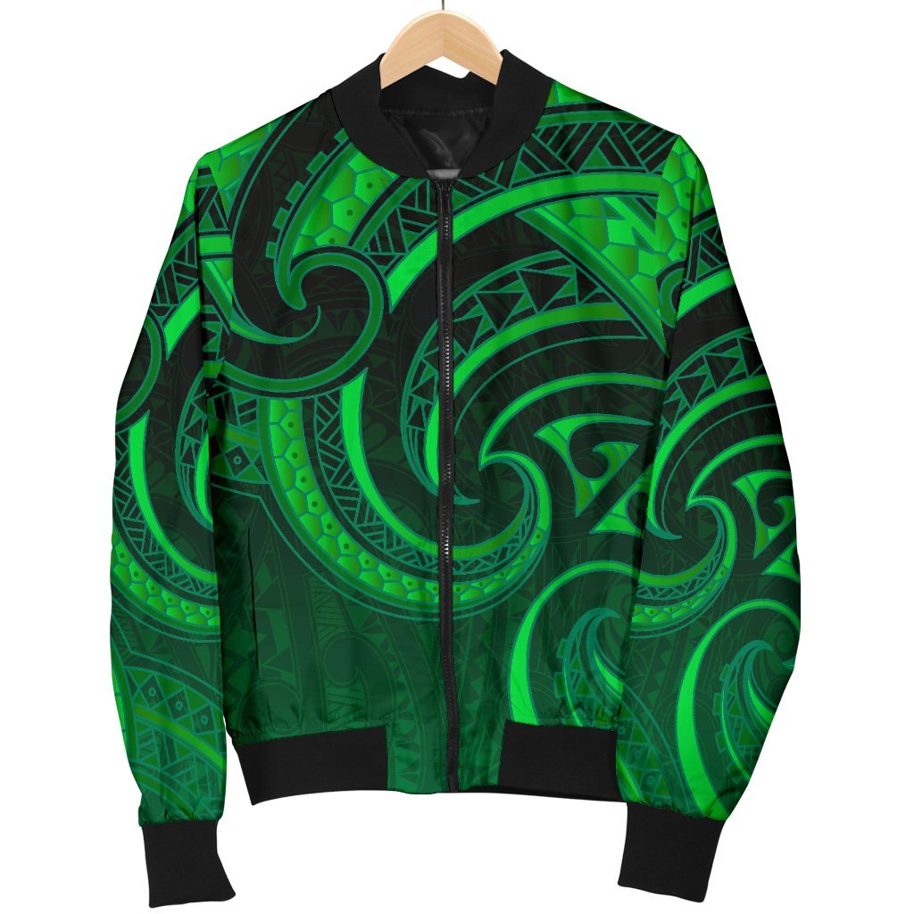 New Zealand Maori Mangopare Men Bomber Jacket Polynesian - Green - Polynesian Pride
