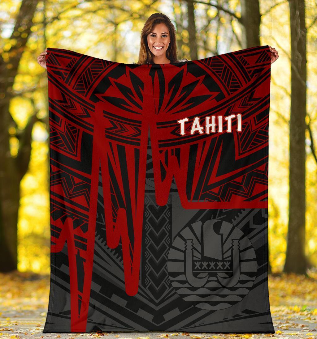 Tahiti Premium Blanket - Tahiti Seal In Heartbeat Patterns Style (Red) - Polynesian Pride