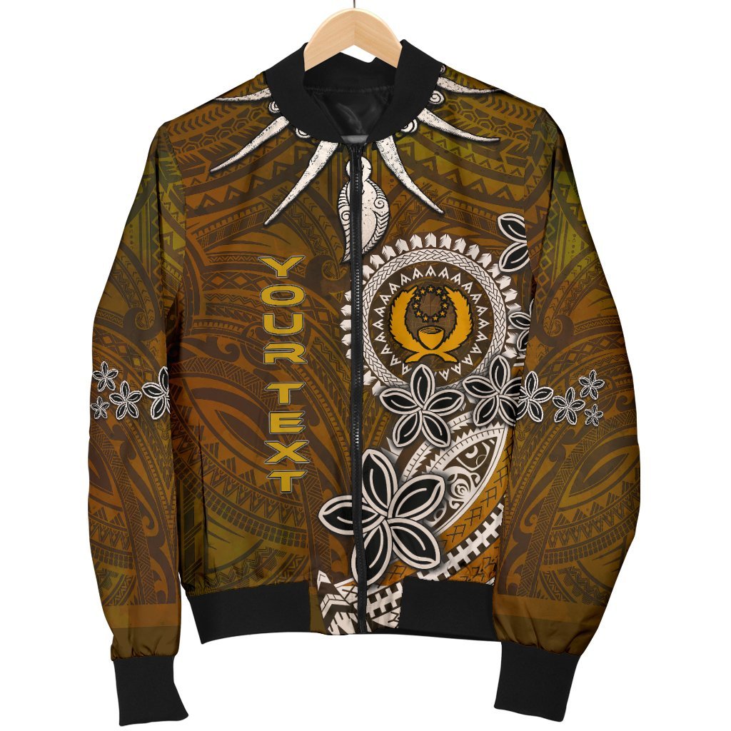 Pohnpei Custom Personalised Men's Bomber Jacket - Polynesian Boar Tusk Brown - Polynesian Pride