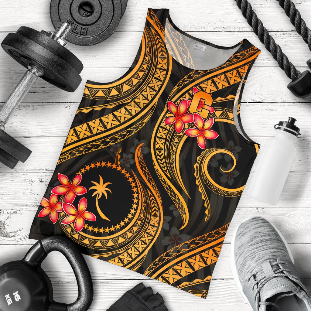 Chuuk Micronesian Men Tank Top - Gold Plumeria GOLD - Polynesian Pride