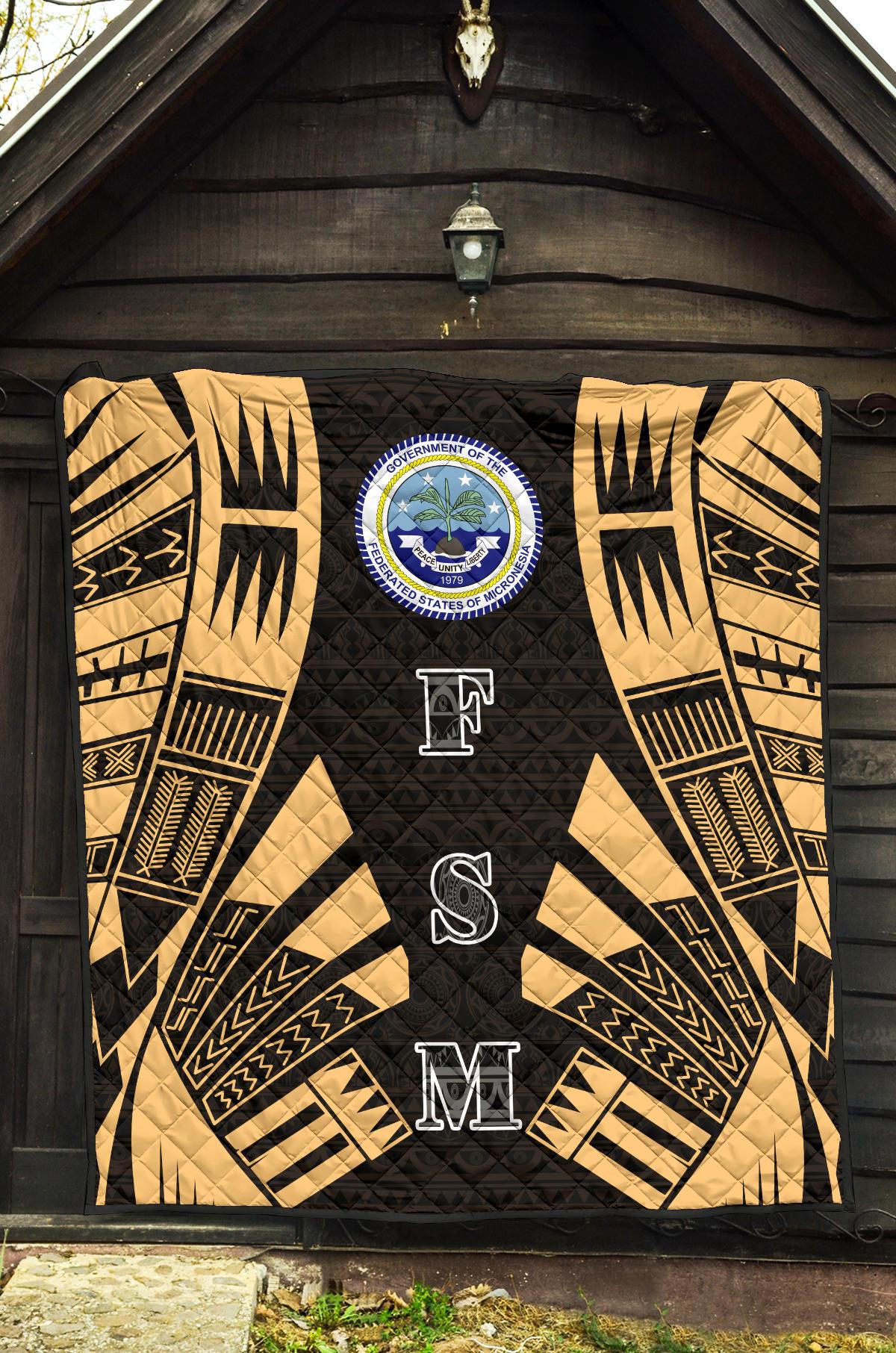 Federated States Of Micronesia Premium Quilt - Federated States Of Micronesia Seal Polynesian Gold Tattoo - Polynesian Pride