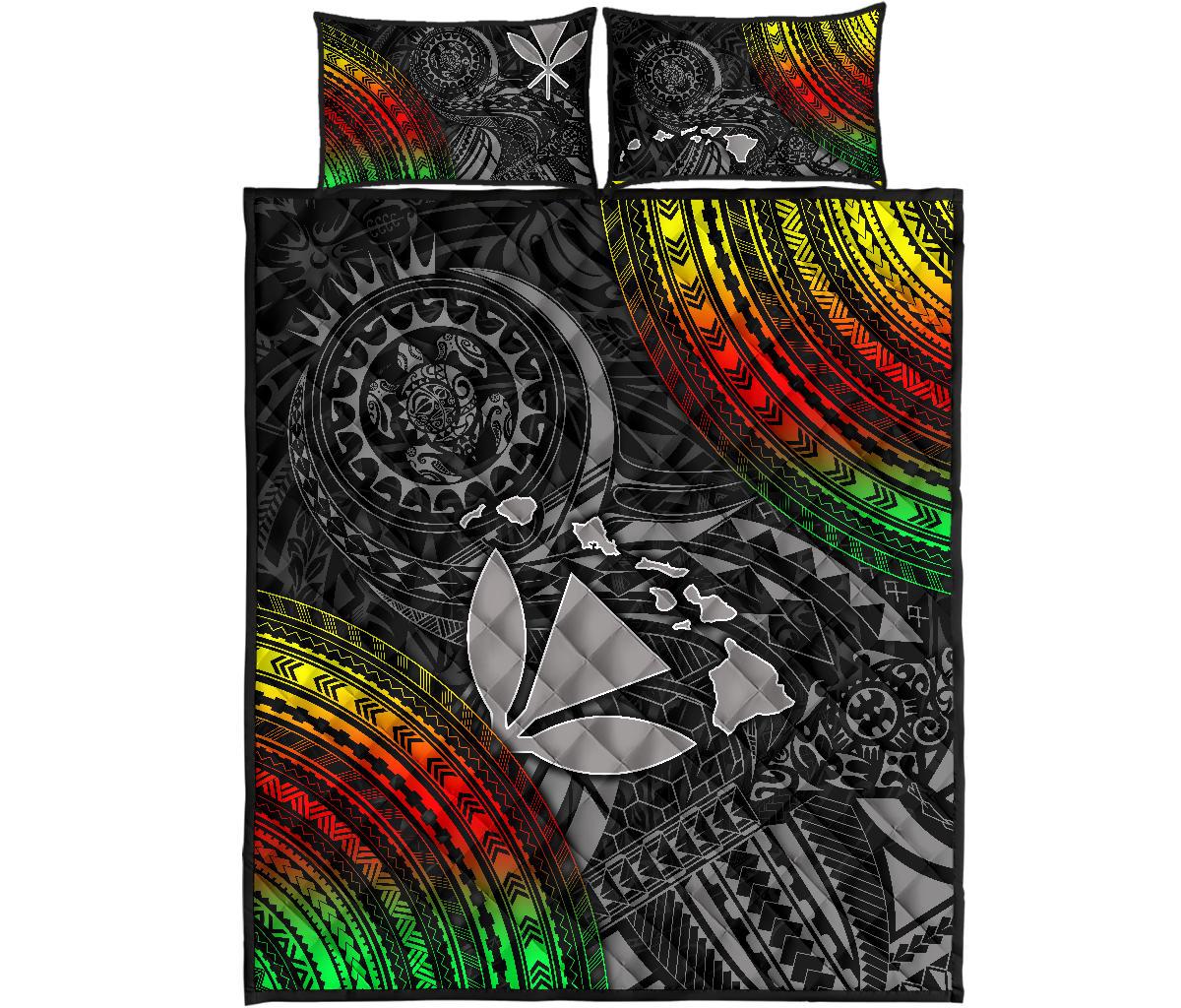 Hawaii Polynesian Quilt Bed Set - Kanaka Maoli Hawaiian Map - Polynesian Pride