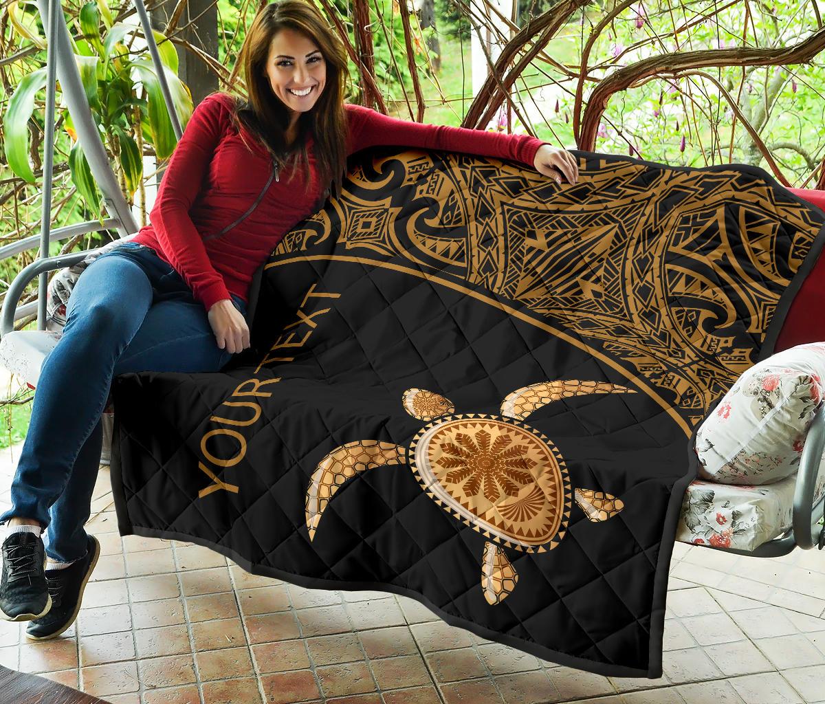 Polynesian Custom Personalised Premium Quilt - Gold Turtle Curver Style - Polynesian Pride
