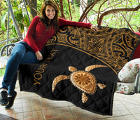 Polynesian Custom Personalised Premium Quilt - Gold Turtle Curver Style - Polynesian Pride
