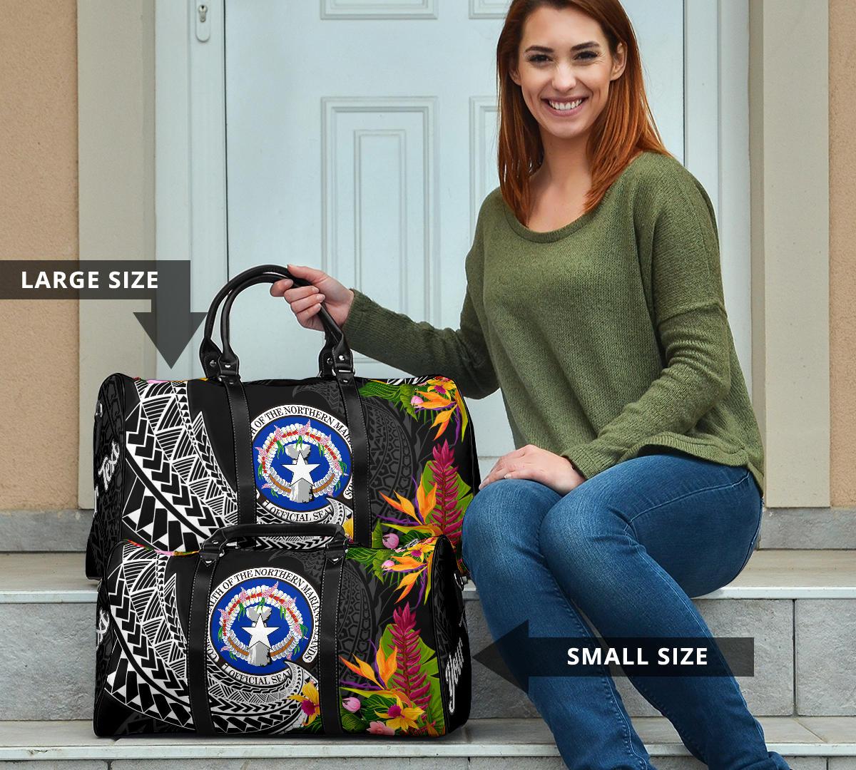 Northern Mariana Islands Travel Bag - Custom Personalised Seal Spiral Polynesian Patterns - Polynesian Pride