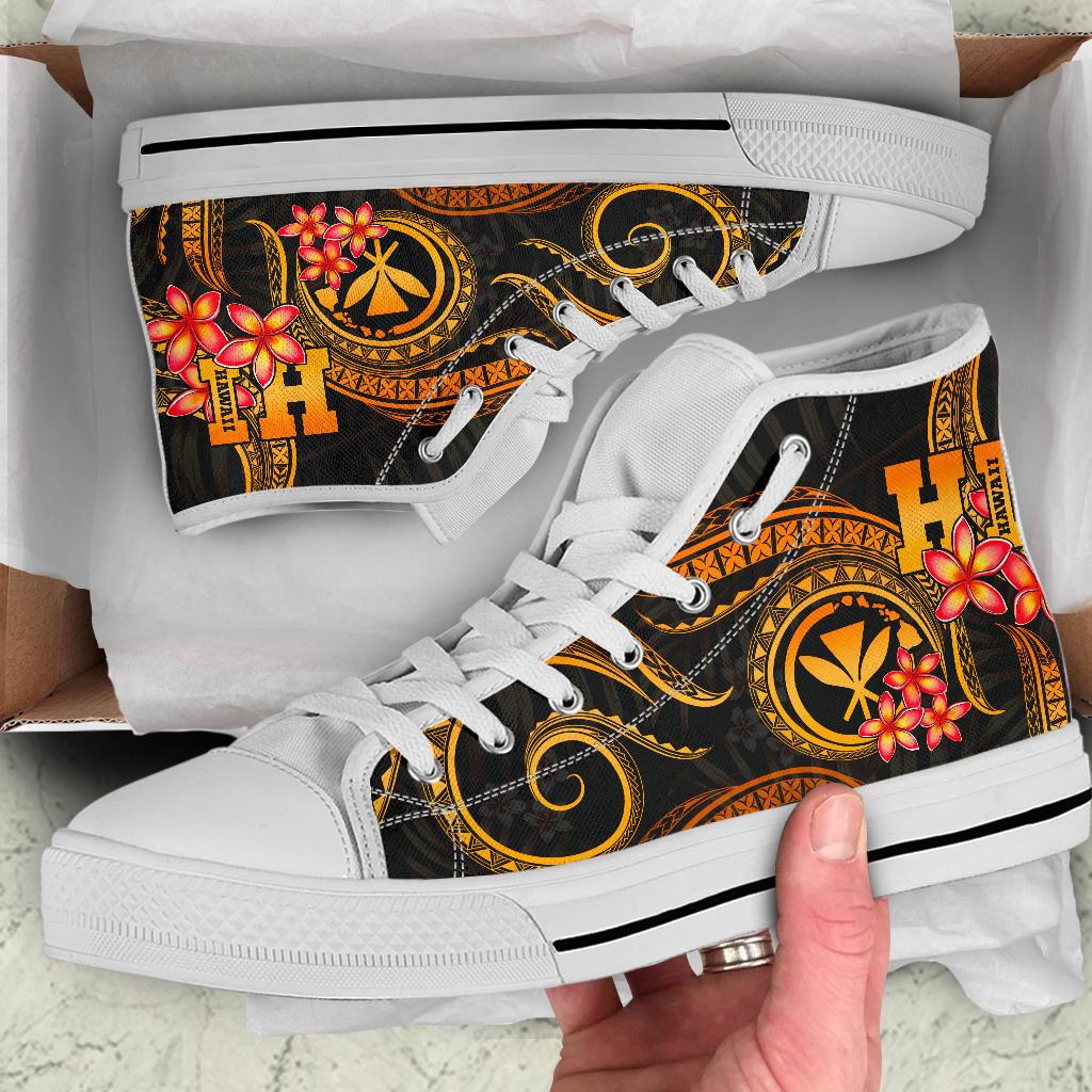 Polynesian Hawaii High Top Shoes - Gold Plumeria - Polynesian Pride