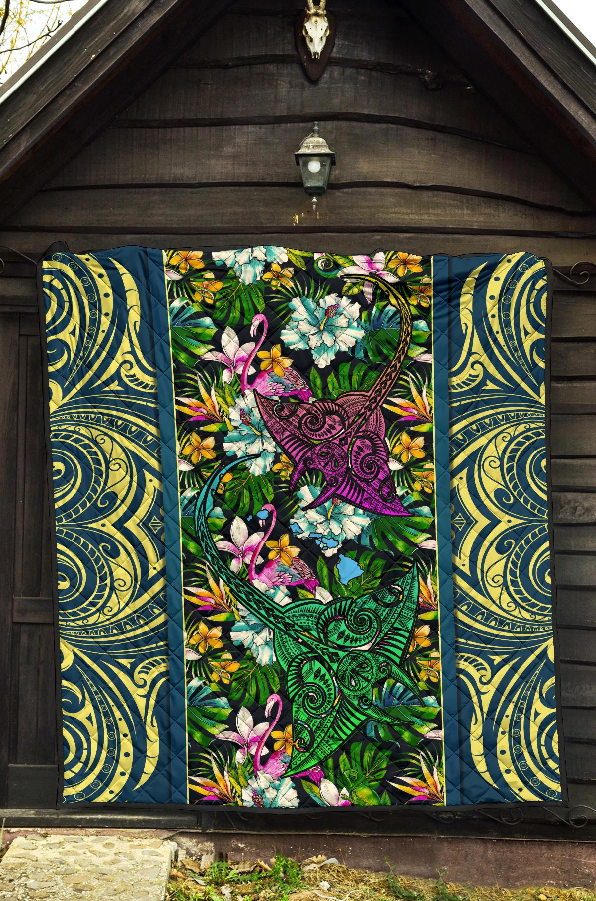 Hawaii Manta Ray Tropical Polynesian Premium Quilt - Pure Style - Polynesian Pride