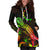 Cook Islands Polynesian Hoodie Dress - Turtle With Blooming Hibiscus Reggae - Polynesian Pride