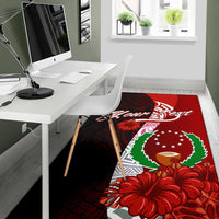Pohnpei Micronesia Custom Personalised Area Rug - Coat Of Arm With Hibiscus - Polynesian Pride