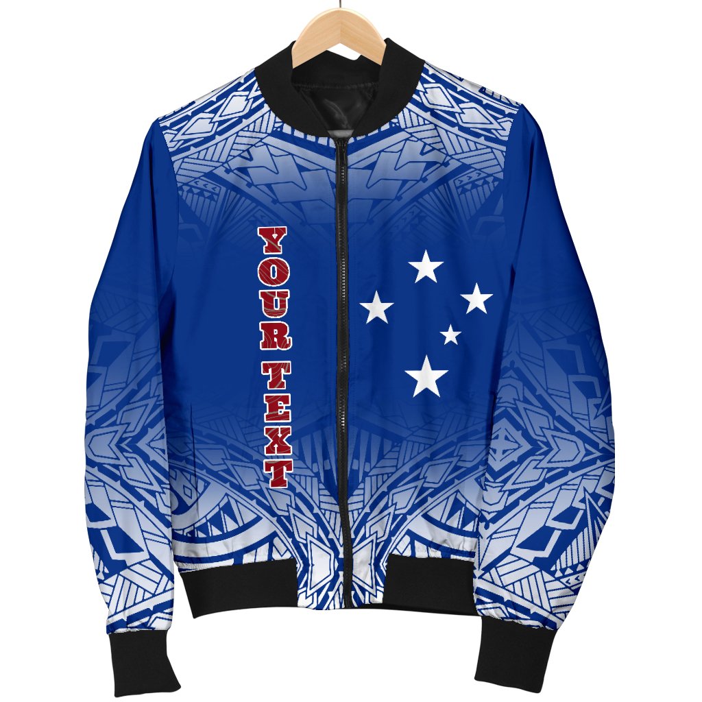 Samoa Custom Personalised Women's Bomber Jacket - Polynesian Fog Blue - Polynesian Pride