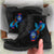 Guam Leather Boots - KingFisher Bird With Map Black - Polynesian Pride