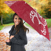 Guam Umbrella Turtle Coat of Arms Polynesian Pattern White Red - Polynesian Pride
