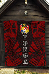 Tonga Premium Quilt - Tonga Coat Of Arms Polynesian Red Tattoo - Polynesian Pride