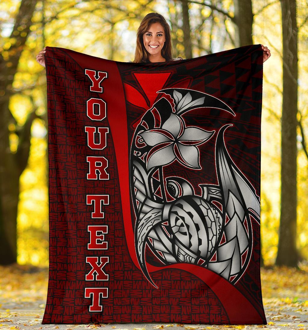 Polynesian Hawaii Custom Personalised Premium Blanket Red - Turtle with Hook - Polynesian Pride