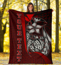 Polynesian Hawaii Custom Personalised Premium Blanket Red - Turtle with Hook - Polynesian Pride