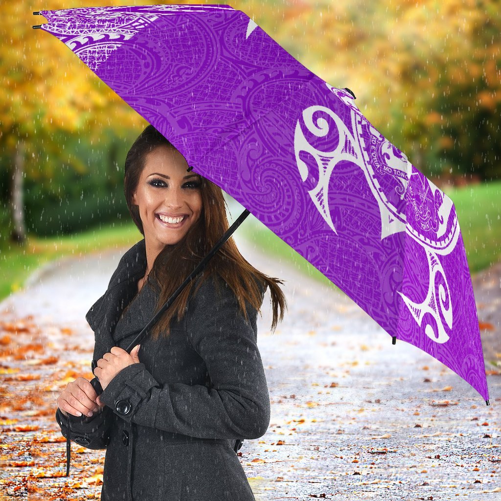 Guam Umbrella Turtle Coat of Arms Polynesian Pattern White Violet - Polynesian Pride