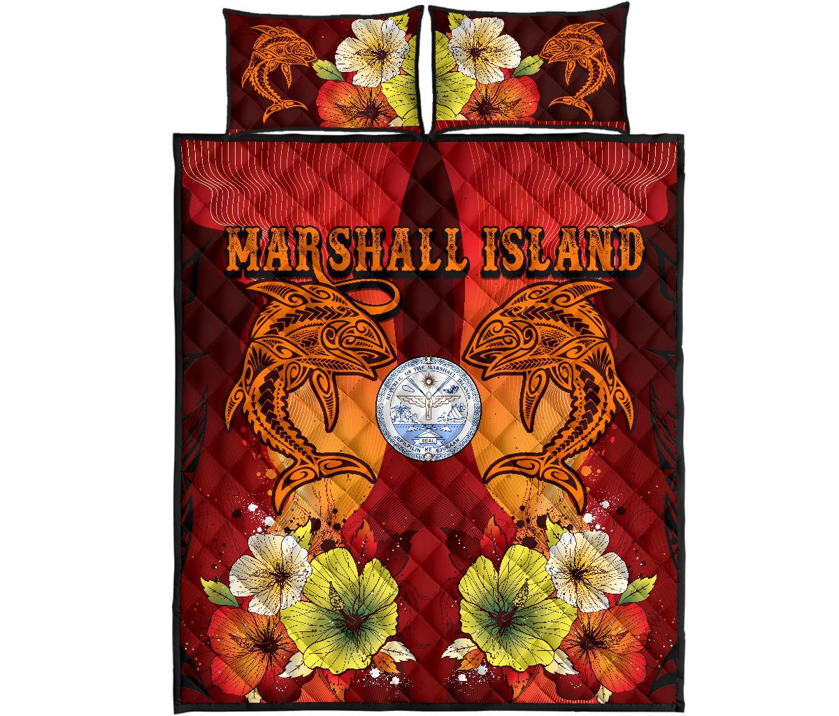 Marshall Islands Quilt Bed Sets - Tribal Tuna Fish - Polynesian Pride