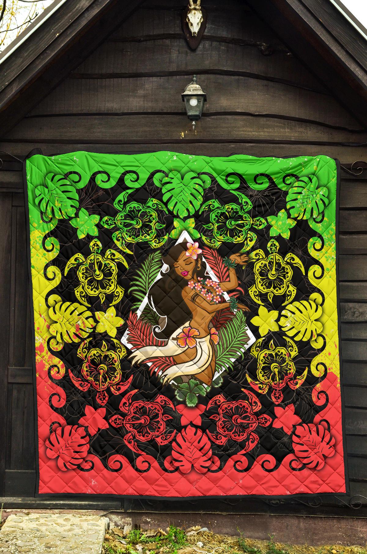 Hawaii Polynesian Premium Quilt - Hawaiian Dancing Girl Reggae - Polynesian Pride
