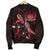 Samoa Polynesian Men's Bomber Jacket - Turtle With Blooming Hibiscus Red - Polynesian Pride