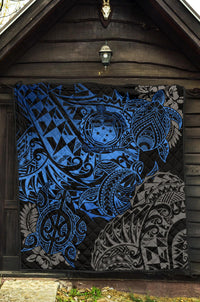 Samoa Polynesian Premium Quilt - Blue Turtle Flowing - Polynesian Pride