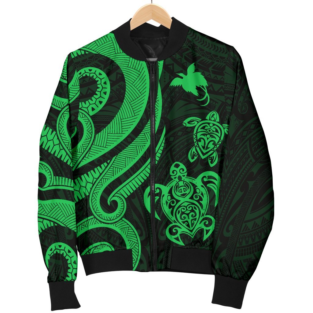 Papua New Guinea Men's Bomber Jacket - Green Tentacle Turtle - Polynesian Pride