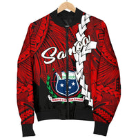 Samoa Polynesian Men's Bomber Jacket - Tribal Wave Tattoo Flag Color - Polynesian Pride
