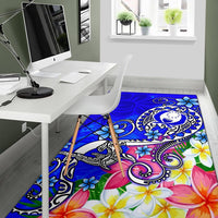 Pohnpei Area Rug - Turtle Plumeria (Blue) - Polynesian Pride