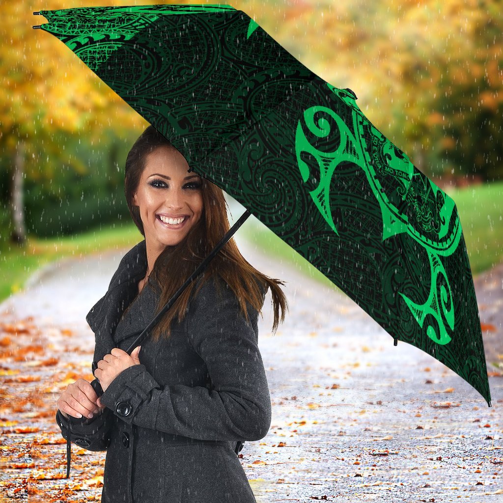 Guam Umbrella Turtle Coat of Arms Polynesian Pattern Green - Polynesian Pride