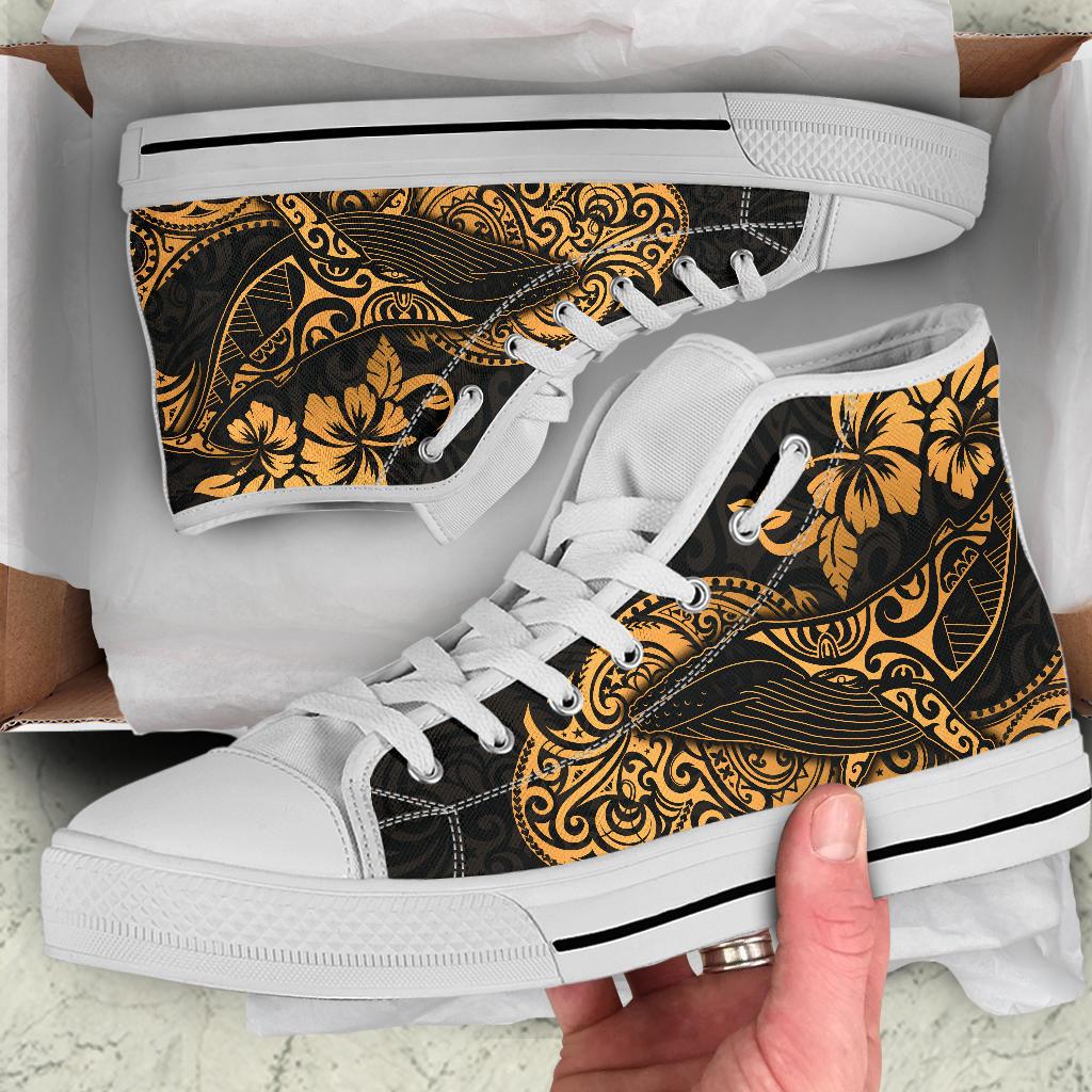Polynesian Hawaii High Top Shoes - Polynesian Golden Humpback Whale - Polynesian Pride