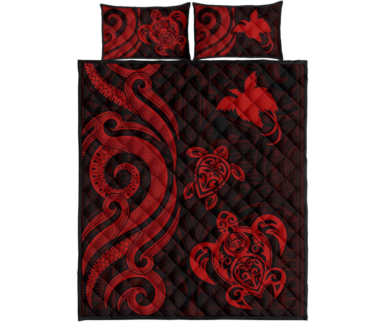 Papua New Guinea Quilt Bed Set - Red Tentacle Turtle - Polynesian Pride